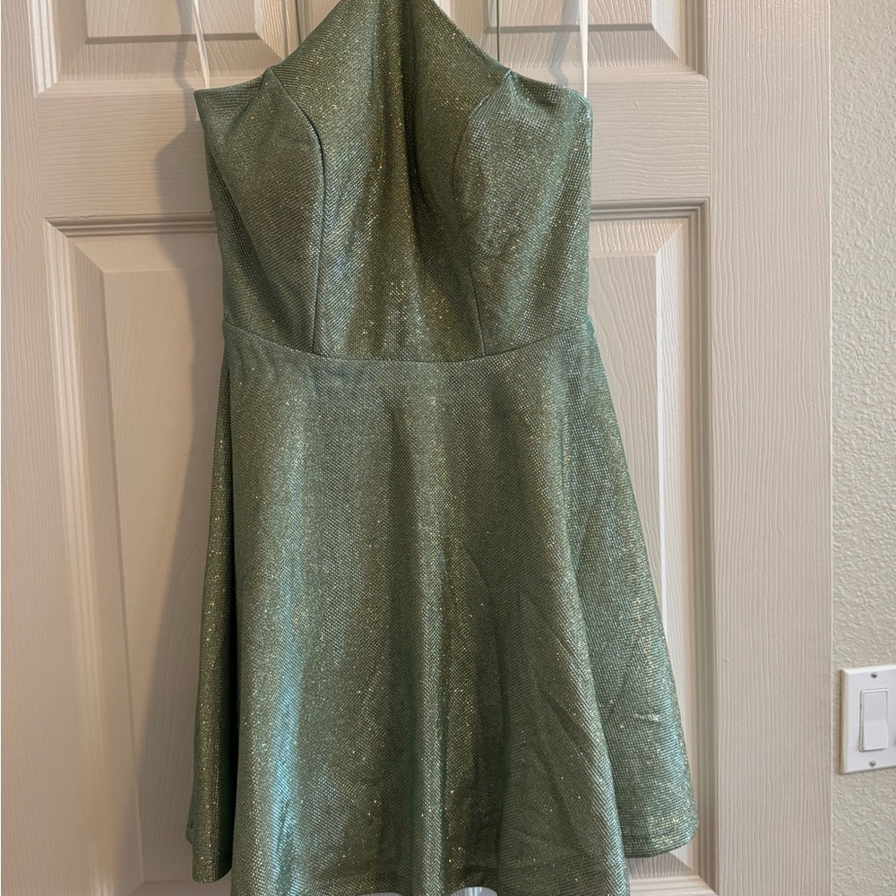 B Darlin Green Glitter Midi Dress